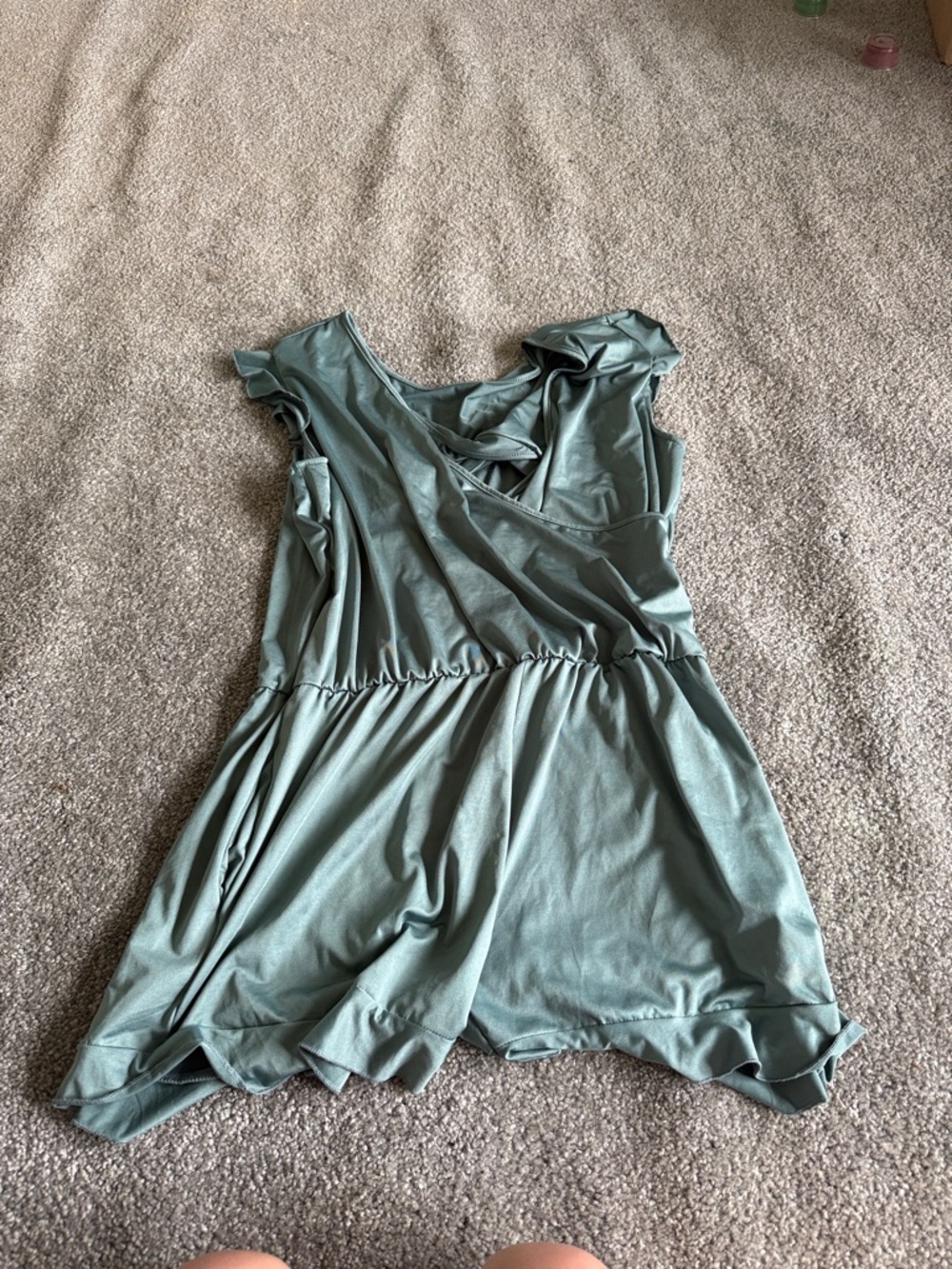 Sage Green Surplice Romper/Bathing Suit